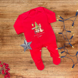 my first christmas little rabbit red cotton babygrow,my  1st xmas personalised infant sleepsuit  keepsake