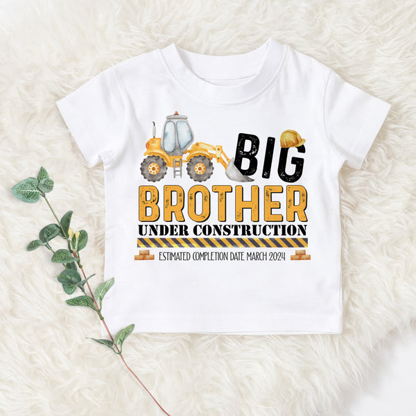 Big Brother Tshirt - older Brother Shirt - Big Brother under construction - digger tee, Bodysuit - Pregnancy Announcement