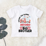 personalised big brother fire engine T-shirt, firetruck tshirt, Fireman tee, emergeny services themed shirt or bodysuit , older sibling tee