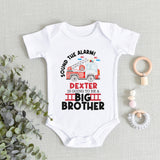 personalised big brother fire engine T-shirt, firetruck tshirt, Fireman tee, emergeny services themed shirt or bodysuit , older sibling tee