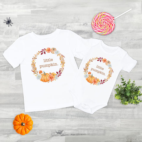 Little Pumpkin children's Halloween T Shirt or bodysuit Autumn babygrow Fall Cute Baby bodysuit or tee Kids Halloween