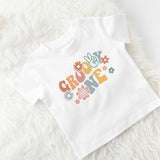 girls 1st birthday shirt, groovy one hippie vibes retro style first birthday tshirt for one year old