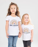 Big , middle, little sister sibling t shirt cute rainbow design