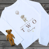 birthday pajamas for children personalised with name and age, when I wake up I'll be one  teddy bear design pyjamas