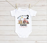 2nd birthday farm tractor toddler shirt , Cute Toddler tee for Boy or Girl -  second Birthday childrens Top - Farm Animal T Shirt age 2