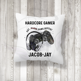 Hardcore gamer Personalised Cushion,eat sleep game repeat gamer gift, video game pillow for gaming bedroom, various controller choices