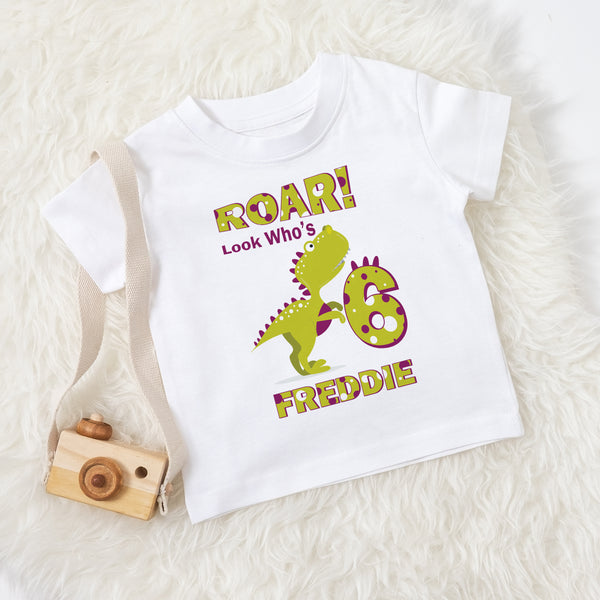 personalized dinosaur birthday t-shirt