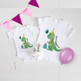 Dinosaur childrens' birthday T-shirt, T-rex birthday tee