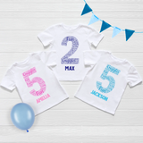 word art Personalised Birthday T-shirt for boys and girls