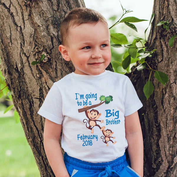 big brother cute monkeys  T-Shirt, Childrens Toddlers T Shirt Top.