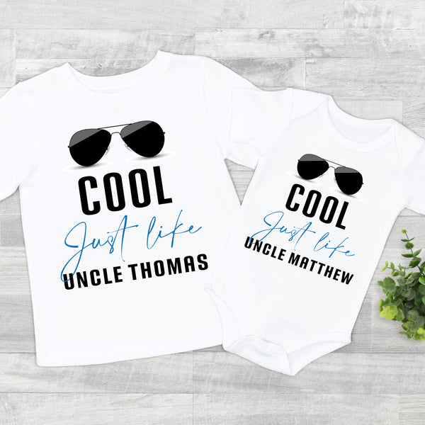 Cool like my uncle personalised T-shirt or bodysuit  funny uncle baby gift uncle tee new uncle