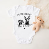 Protected by adorable Dog Lover bodysuit - Customisable babygrow or tshirt with Over 90 Breeds