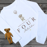 birthday pajamas for children personalised with name and age, when I wake up I'll be one  teddy bear design pyjamas