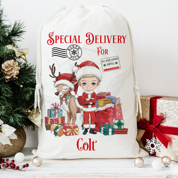 Personalised Large santa sack, christmas sack, natural cotton toy sack, gift bag Personalised Christmas Sack, xmas bag, for girls or boys