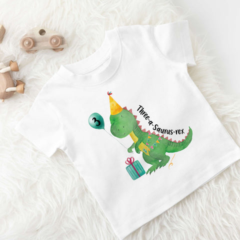 Dinosaur childrens' birthday T-shirt, T-rex birthday tee